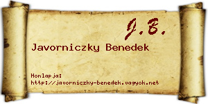 Javorniczky Benedek névjegykártya